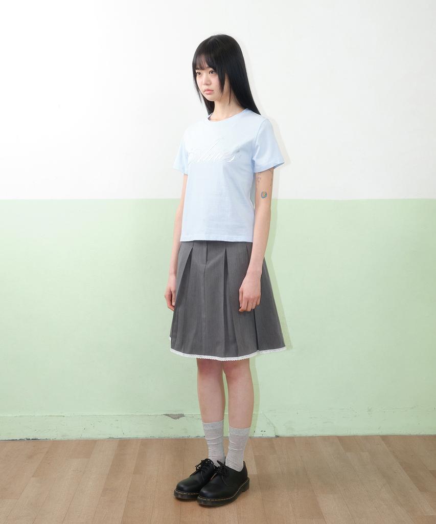 AMES-WORLDWIDE Silver Ames Crop Tee Blue