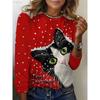 2025 Christmas Women's T Shirt Graphic Santa Claus Snowman Fashion Casual Long Sleeve Crew Neck Regular Tops Print Spring Fall