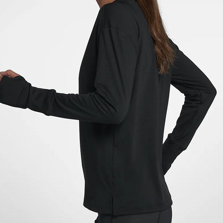 Nike Element Casual Sports Crew Neck Long Sleeve Running Sweatshirt Women Tops Black 928742-010