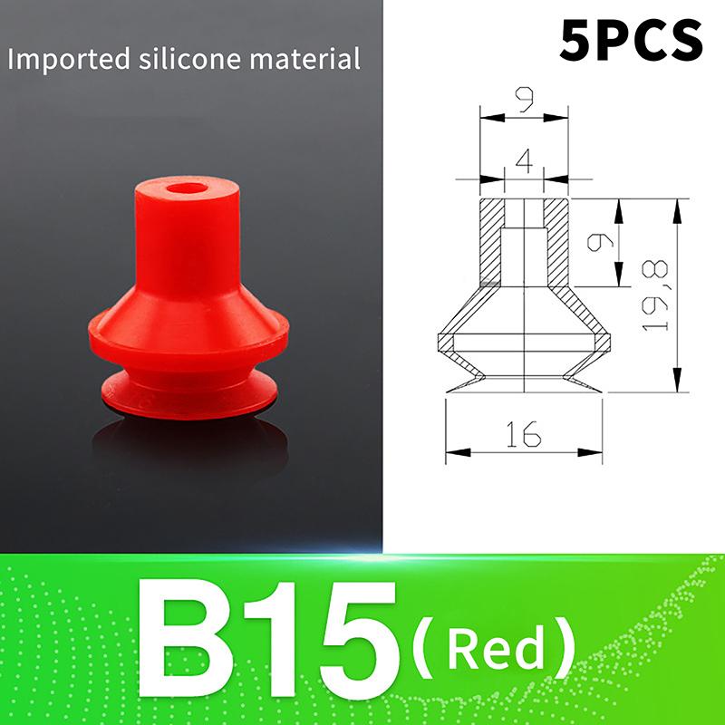 5Pcs Mechanical Hand Vacuum Suction Cup Red Corrugated U8 U15 B5/8/10/15 Industrial Pneumatic Accessories