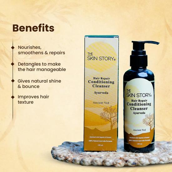The Skin Story Ayurvedic Hair Unscented Conditioner | Ancient Ved Conditioning Cleanser For Frizz Free, Silky Hairs| Suitable For All Hair Types