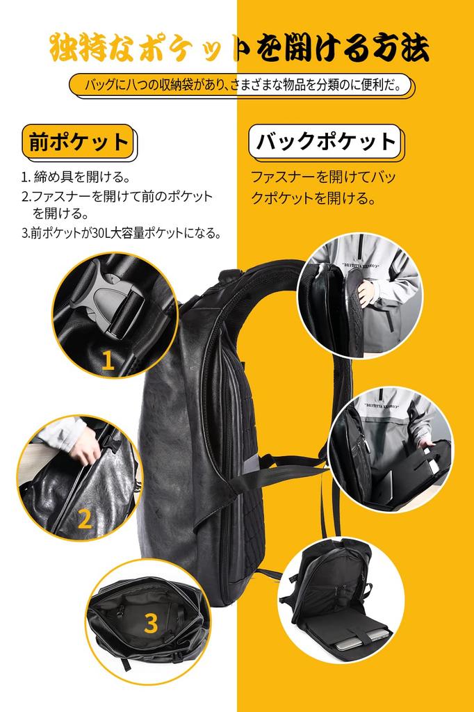 Lavancia Extra Large Capacity PU Leather PC Backpack for Men and Casual Perfect for Business and Black 30L-40L Backpack, Women, Bag, Stylish, Popular,