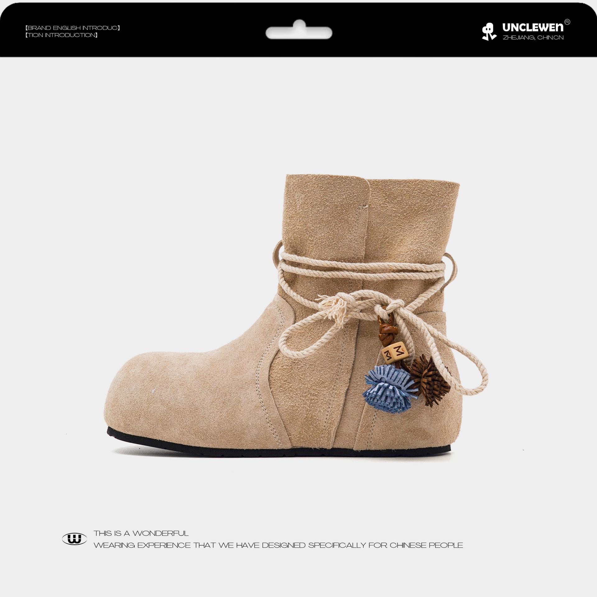 

Boken dolphin boots~ niche strap-on Martin boots 2025 autumn new big head heightened thick-soled leather short boots for women 40 абрикосовый