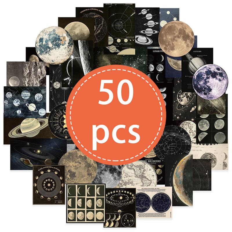 

50 шт. Наклейки Планета Луна Космос Астрономия Наклейки Планета Солнечная система Водонепроницаемые Виниловые Наклейки для Бутылки с Водой Ноутбука Телефона