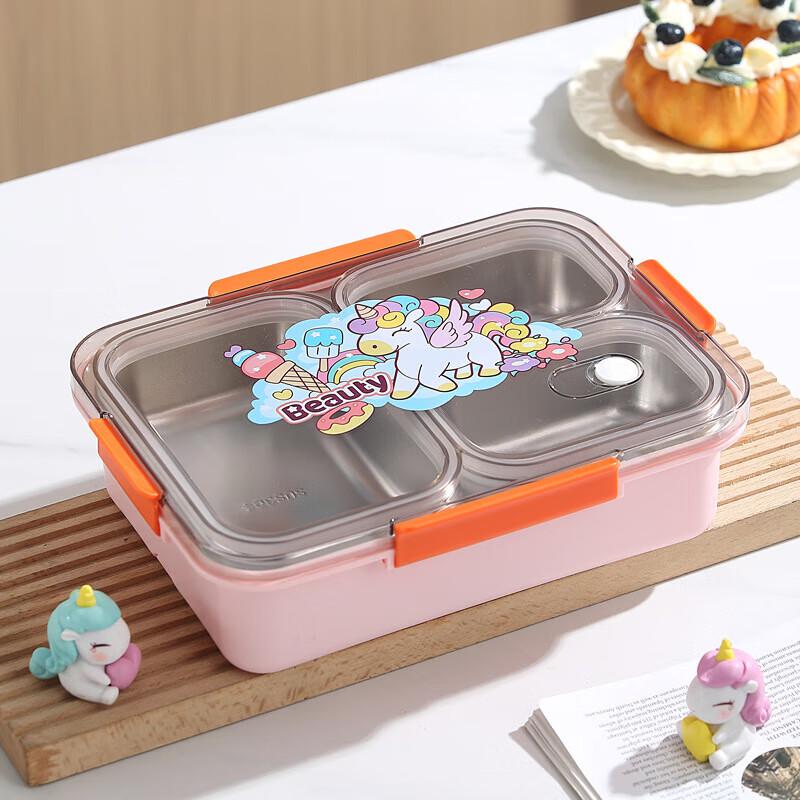Star Orange XC-632 950ml 304 SS Leak-Proof 4-Compartment Lunch Box
