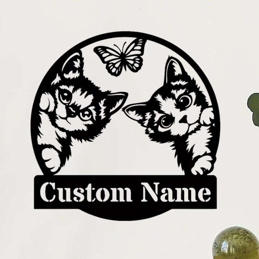 Exquisite Custom Metal Cat Wall Sign for Doorway Party Decor