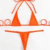 Trendy European & American Backless Solid Color Bandage Bikini