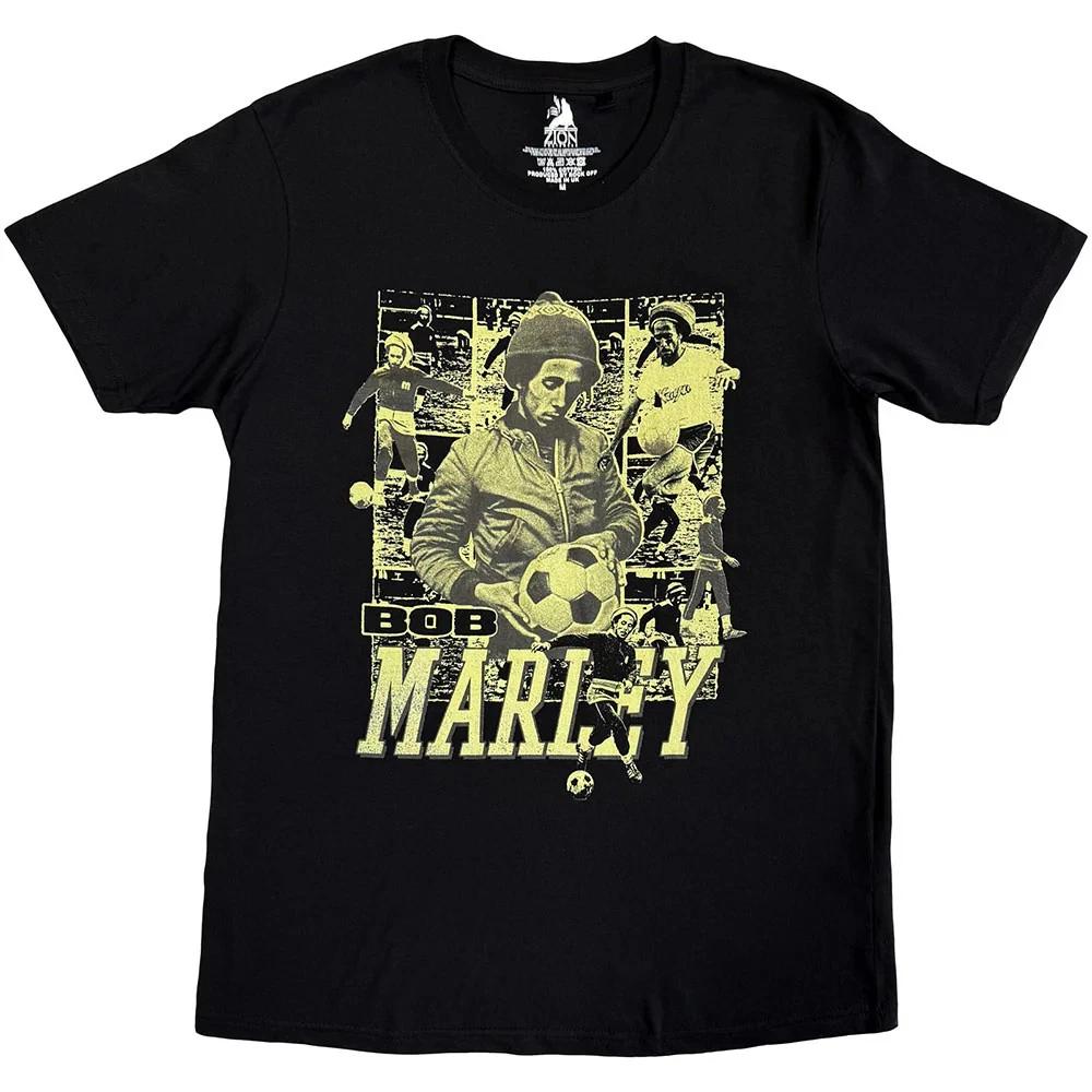 Bob Marley T-Shirt: Football Collage (Black) OFFICIAL NEW S