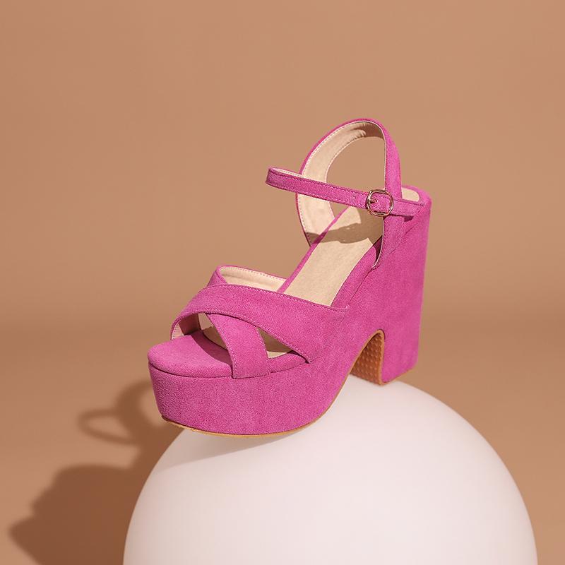 Mattes Beflockungsmaterial Keilabsatz Atmungsaktiv Damen Sommersandalen Ultrahohe Wasserdichte Plateau Neongrün Sandalen