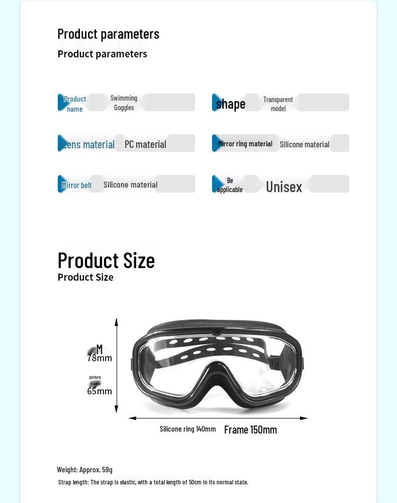 Dospělé protimlživé plavecké brýle s vysokým rozlišením a velkým rámečkem a potápěčská maska