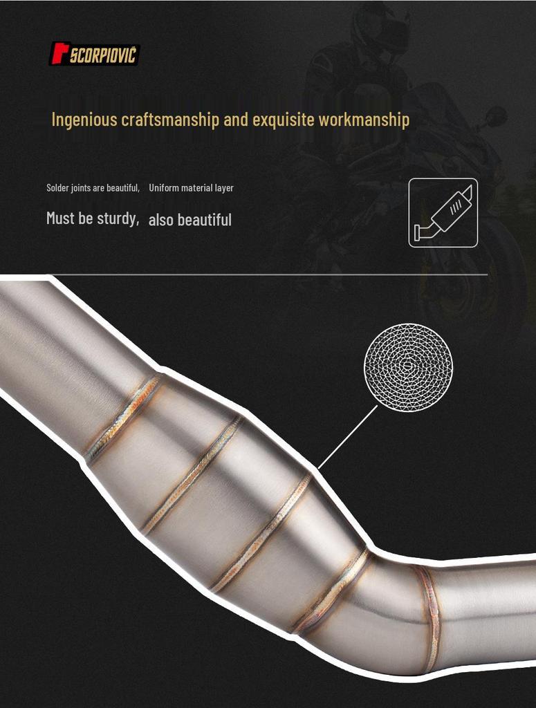 CFMOTO NK400/NK650 Stainless Steel Silencer Exhaust Pipe with Backpressure Drum.