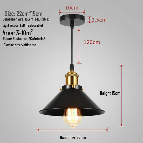 Moderner schwarzer Retro-Eisen-Loft-Kronleuchter - Industrielle Einzelkopf-Lampe für Restaurants, Bars und Hotels