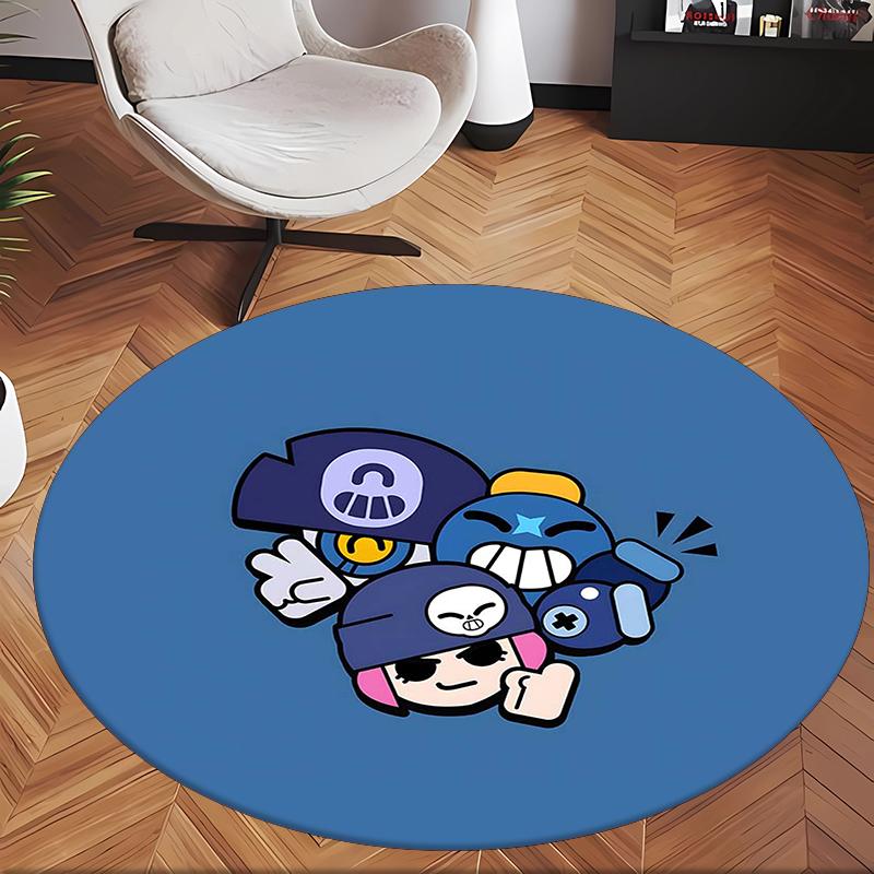 Brawl Stars (5) Round Office Rug Decorative Floor Rug for Office Bedroom Living Room and Home Space