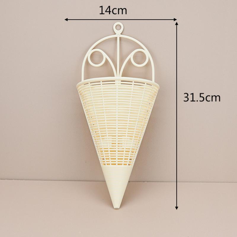 Fioriere a cono da appendere alla parete Marrone Intreccio in Rattan Sintetico Design Vintage Per Decorazioni Floreali da Interno ed Esterno