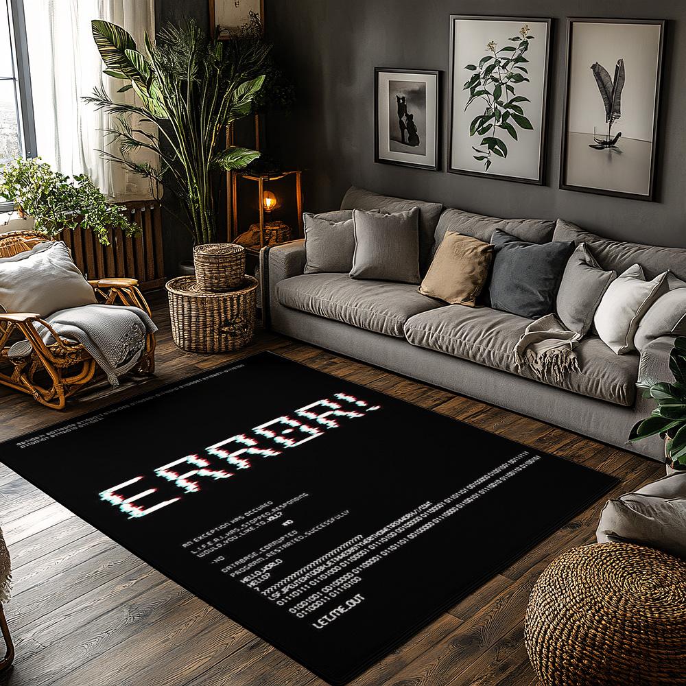 

ERROR 404 Graphic Rug, Tech Humor Carpet with Binary Code Print, Non-Slip Mat for Geek Home Office, Programmer Gift Idea 50x80cm