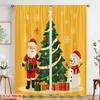 2pcs,2D Plane Printing Print Curtains Christmas Tree Santa Snowman Gifts 100% Polyester (without Rod) Festive Use for Bedroom,