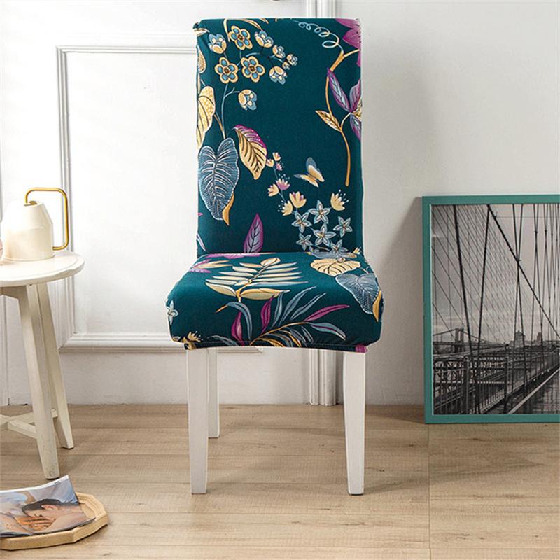 1Piece Printed Dining Room Chair Cover Spandex Elastic Stretch Slipcovers for Kitchen Hotel Banquet Living Room Home Decoration