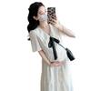 2026 Summer College Style French White Doll Collar Maternity Long Dress - Age-Reducing, Loose, and Slimming Fit