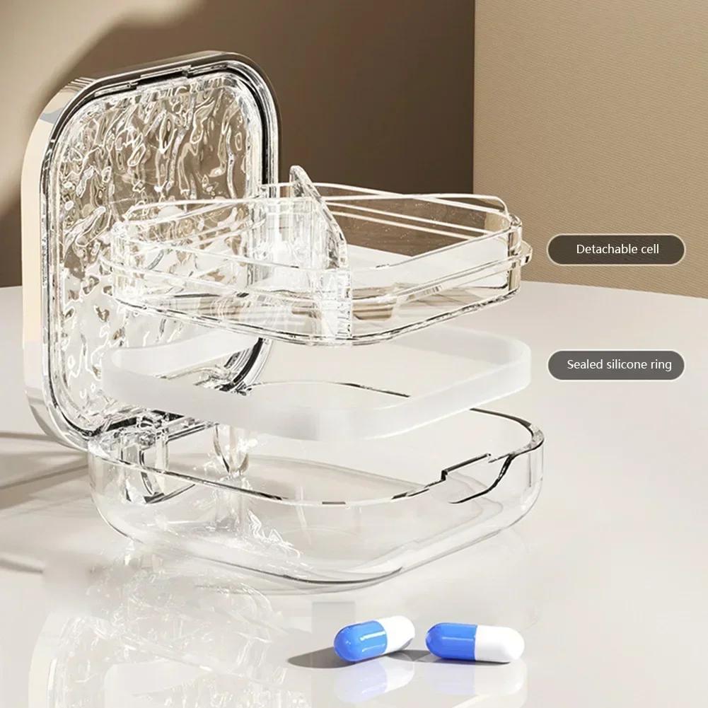 4/6 Fächer Pillenbox Tragbar Mini Medizin Pillendose Versiegelt Feuchtigkeitsgeschützt Große Kapazität Pillenaufbewahrungsbox