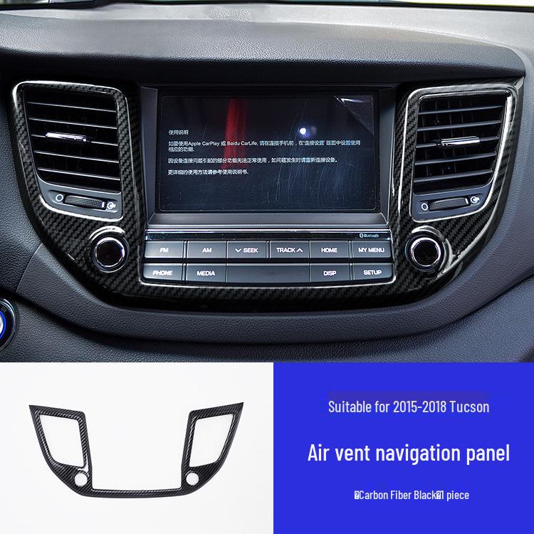 Carbon Fiber Texture Interior Stickers for Hyundai Tucson 16-20: Central Control & Gear Shift Air Outlets