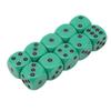 20Pcs 16mm Rounded Corner Dice 6 Sided Game Dice Set for Table Board Games Math Games Green Black