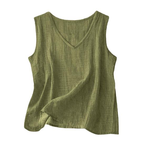 Hauts pour femmes Col en V Sans manches Coupe ample Gilet Chemise d'été Débardeurs décontractés Légers Respirants Vêtements de tous les jours