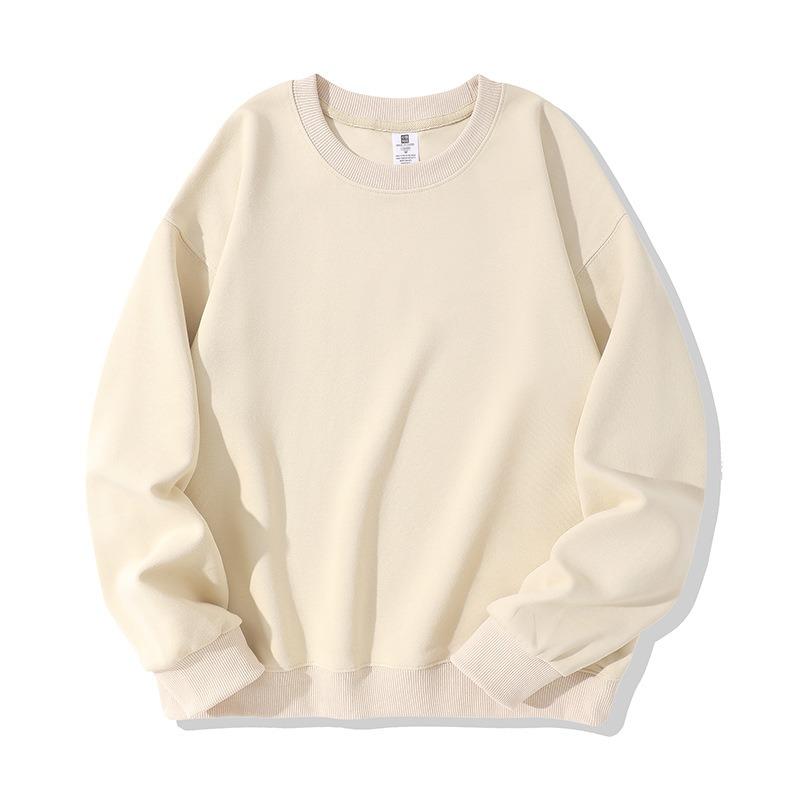 Solid Color Loose Crew Neck Long Sleeve Fleece Hoodless Casual Mens Sweatshirt