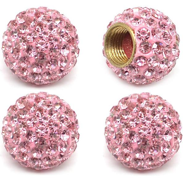 Car Wheel Tire Valve Caps, 4 Pack Crystal Rhinestone Car Tire Wheel Valve Stem Air Caps for Car Tire Accessories Universal for Cars, SUVs, Bicycle,