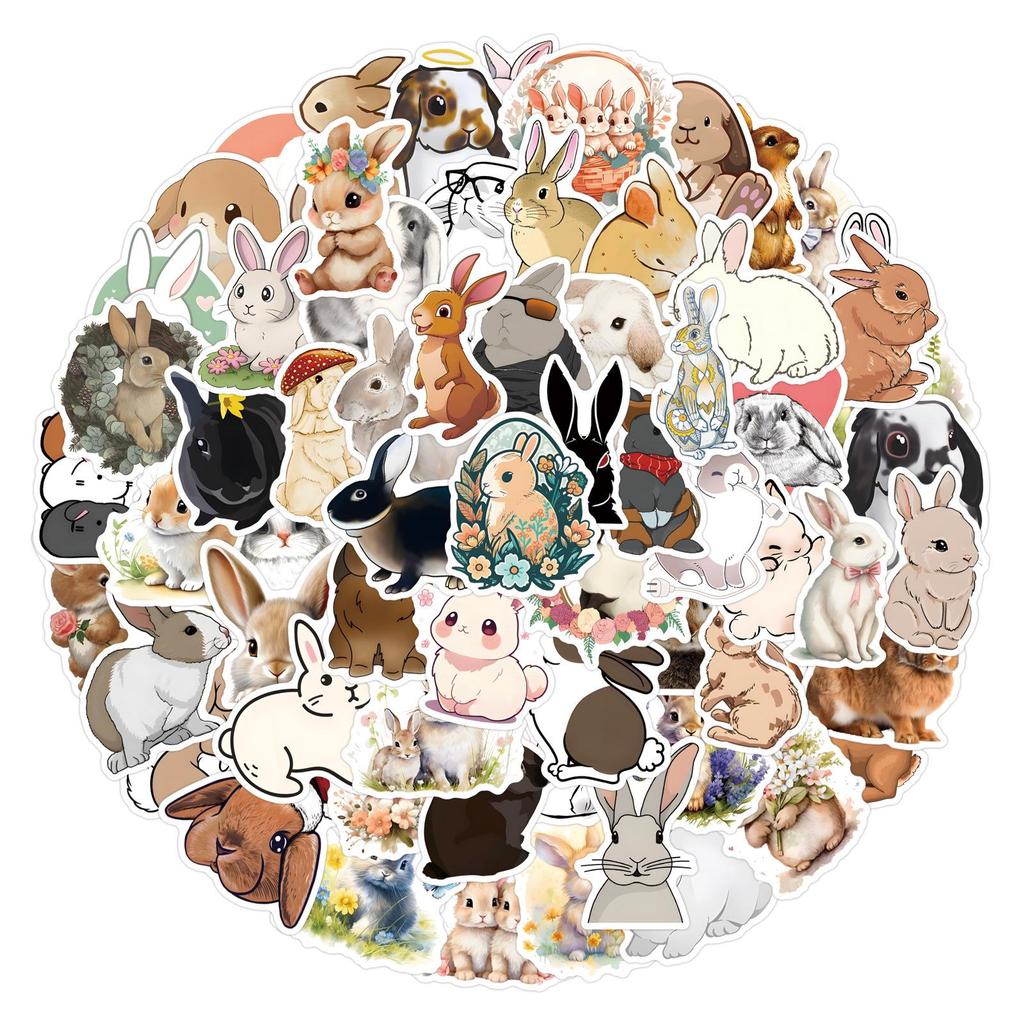New Animal Series: Cute Rabbit Stickers for Suitcases, Stationery, and Water Cups (55-110 Sheets)