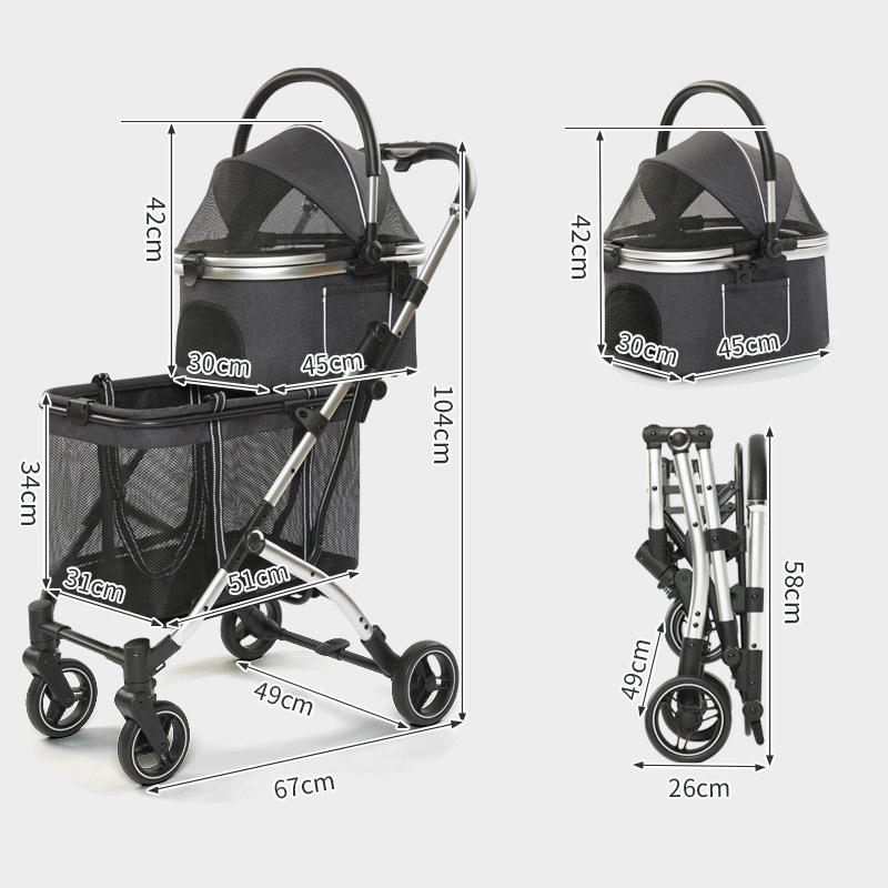 BOOTEELY Two Colors Available Pet Travel Trolley Removable Double Breathable Travel Essential For Dogs And Cats