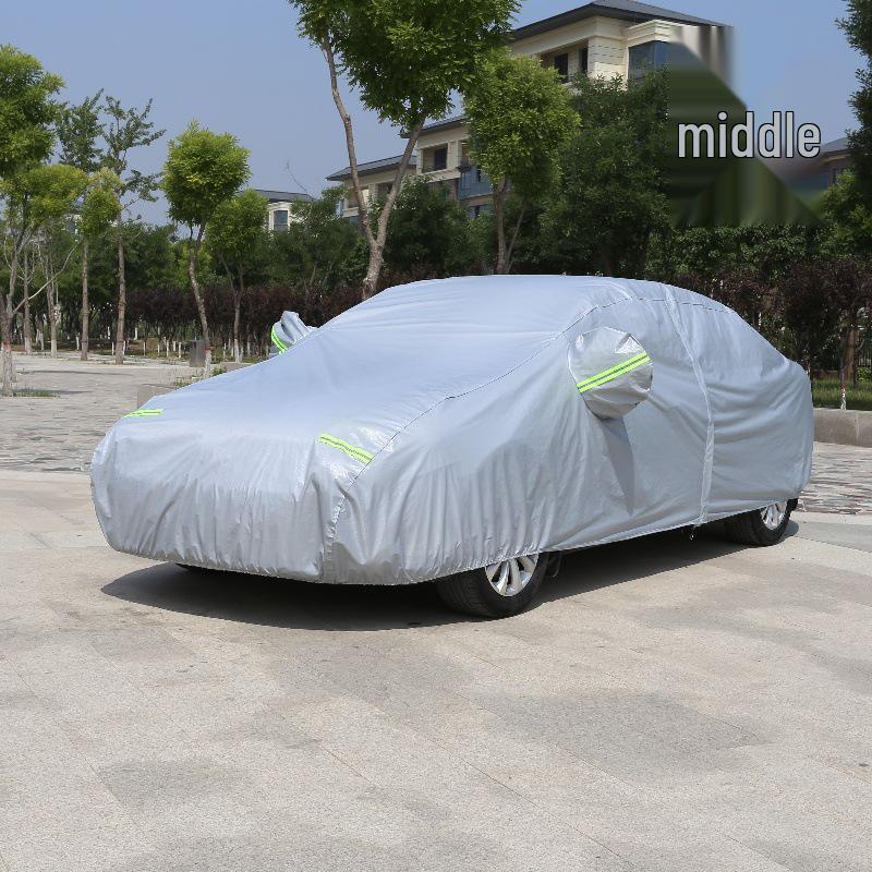 210D Oxford Cloth Universal Car Cover - All-Weather Sun & Rain Protection 210D Single Layer Silver