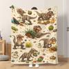 1pc Flannel Blanket Adorable Dinosaurs Playing That Lightweight Soft Comfortable and Warm Shawl/nap Blanket/sofa Blanket Is Suitab