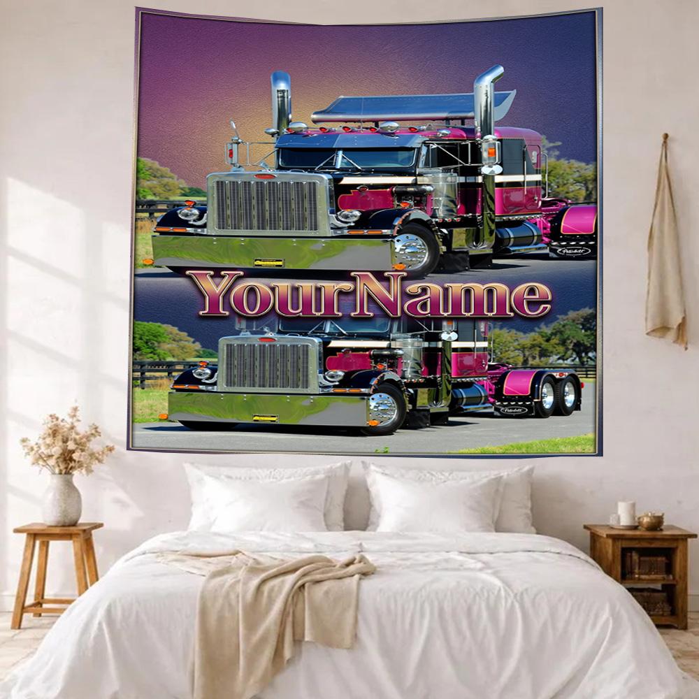 Kw Heavy Trucks Custom Your Name Wall Decor Tapestry Art For Pet Memorial Birthdaywedding Party Backdrop Family Gift