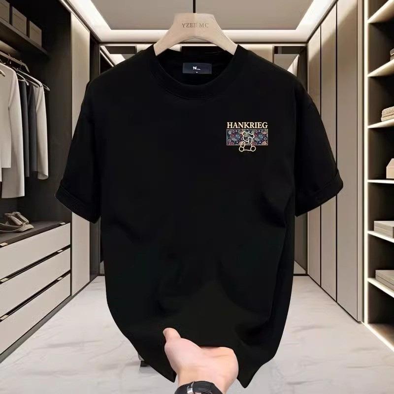 Summer Round Neck Bear Graphic Printed Top Fashionable Casual Pure Cotton Short Sleeved Men's T-shirts