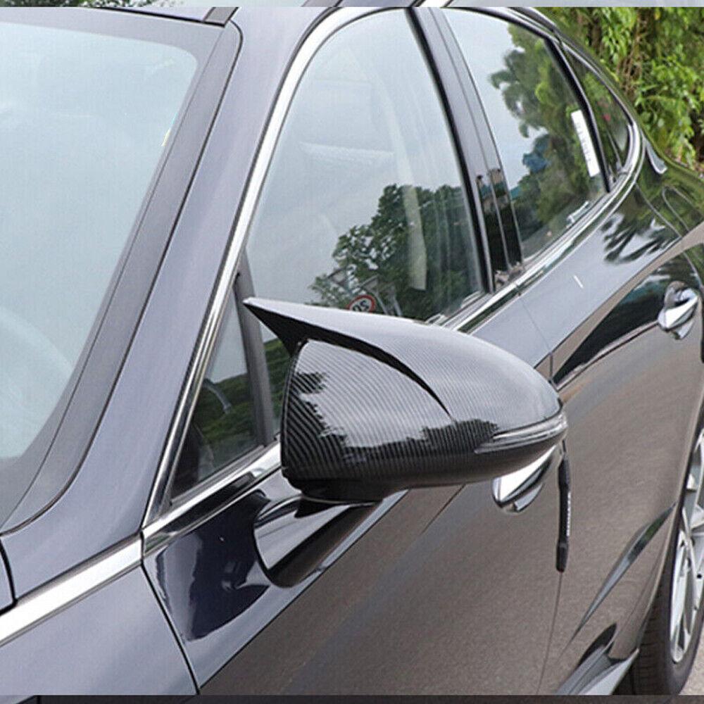 For Hyundai Sonata DN8    Rearview Side Mirror Cover Wing Cap Exterior Door Rear View Case Trim Carbon Fiber Look
