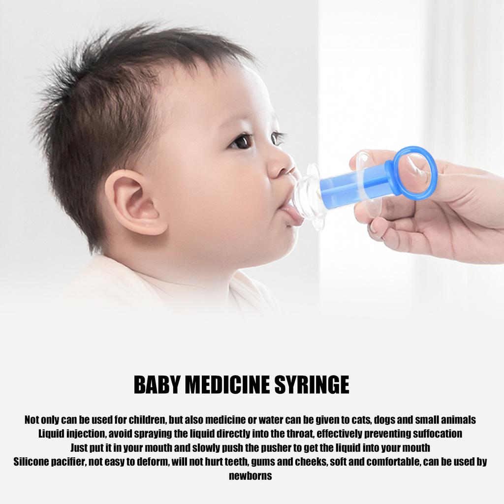 Baby Medicine Dispenser with Silicone Pacifier Chokeproof Syringe Type Pet Feeding Syringe Reusable Oral Liquid Feeder