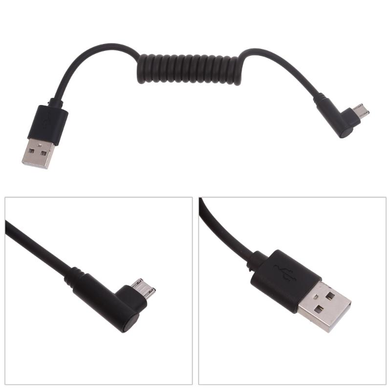 Spring Coiled Charging Cord USB Male to Micro USB Male Flexible 60W 480Mbps Charger Data Sync Cord for Phone Speaker