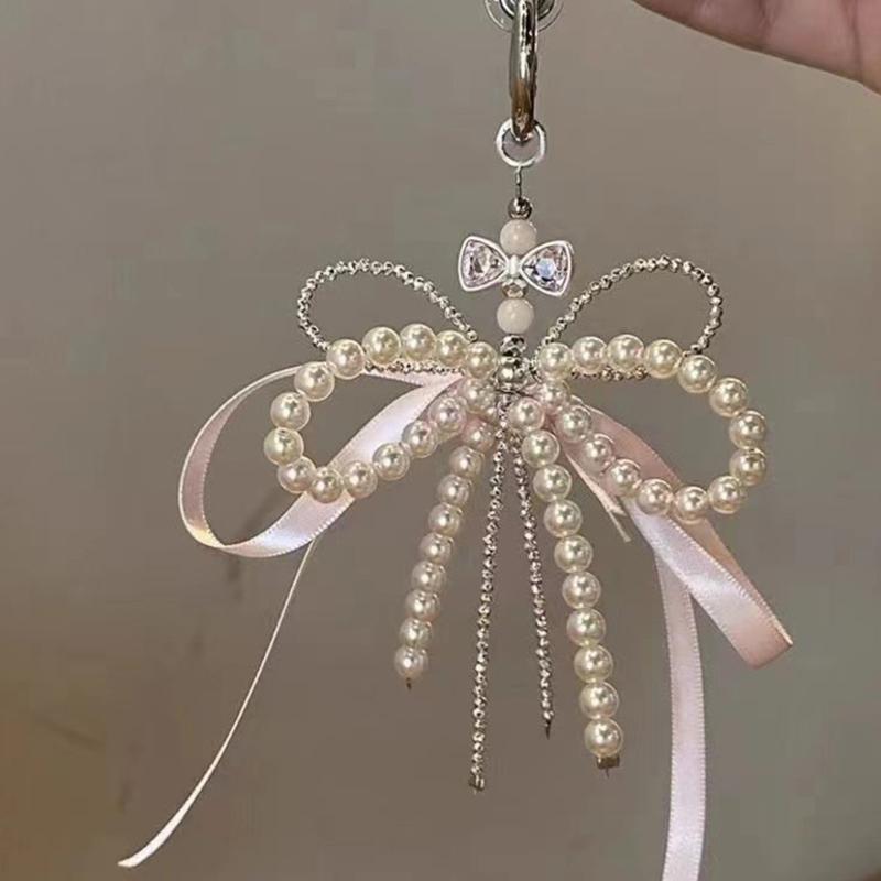 Stylish Pearls Butterfly Bowknot Pendant Versatile Bag Decoration Accessory in Multiple Color for Stylish Women