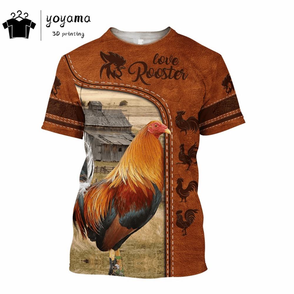 Rooster Pattern Print Tee Shirt Men Streetwear Short Sleeve Tee Men Rooster Print Clothes 3D Print Men's Summer Clothes T-shirt