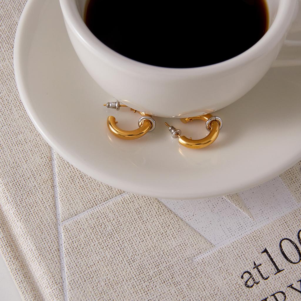  Statement Stainless Steel Geometric Simple C-shaped Earrings For Women Trendy Metal Texture 18 K Golden Accessories