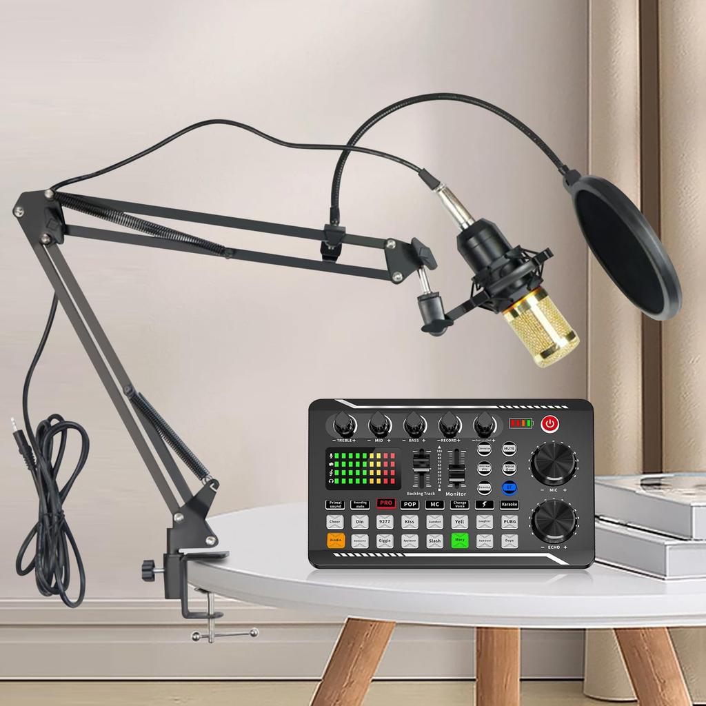 BONKYO F998 Karaoke Set for Home DJ and Live Sound Card with Voice and Audio Mixer for Live Streaming and Home Includes Japanese DJs, Mixer, Changer,