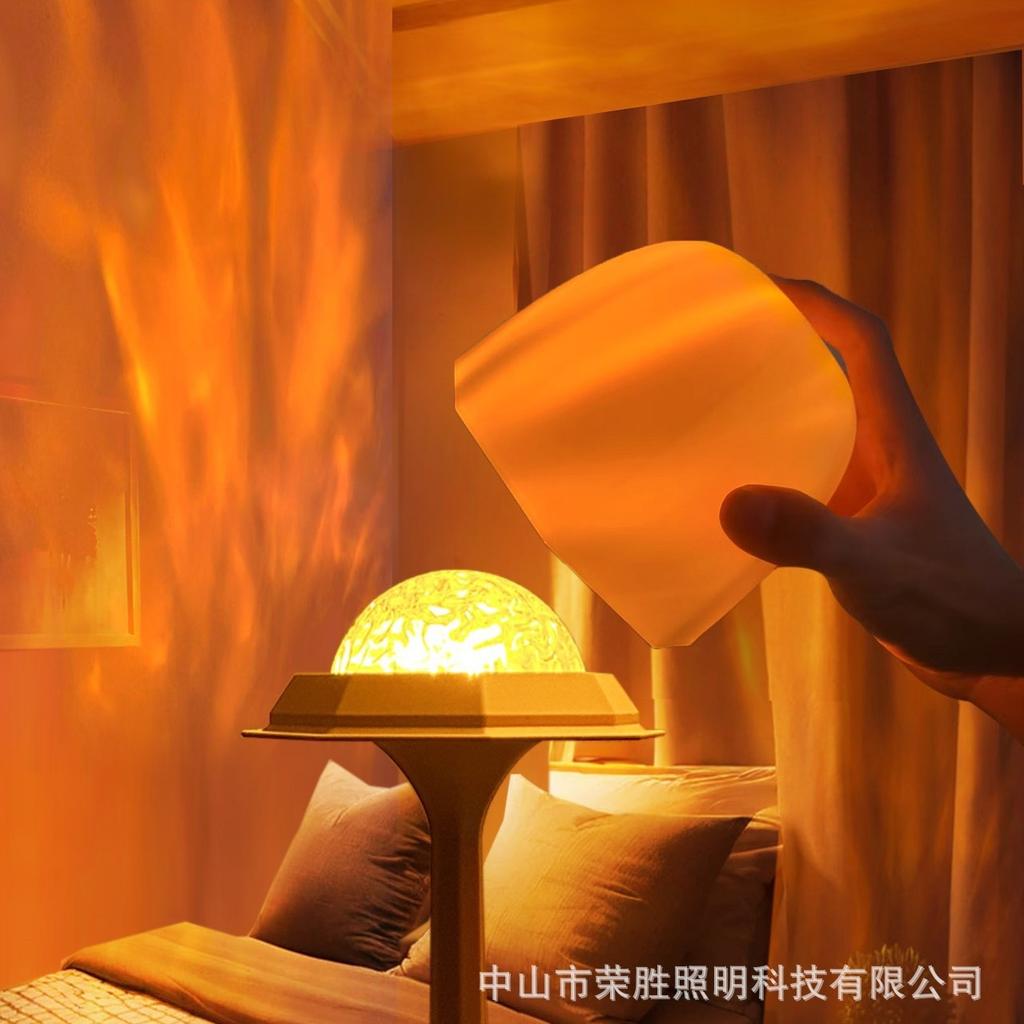 Firefly Night Light, Water Wave Projection Lamp, Bedside Sleep Lamp with Touch Control & Dimmable Warm Light, Romantic Mood Lighting for Bedroom