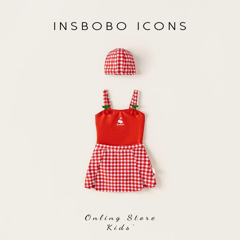 Insbobo Baby Swimsuit Girl Swimsuit Summer Baby Girl Swimsuit 2025 Early Summer Wear Kids Clothes Fashion Red 100 cm