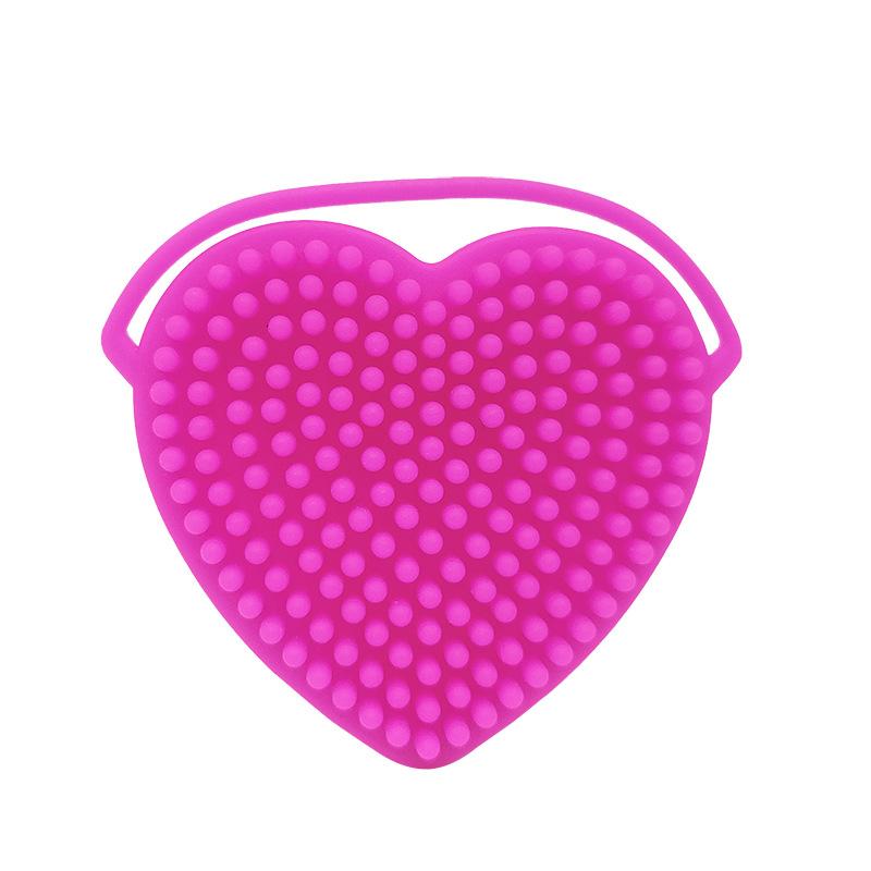 Heart Shaped Silicone Facial Brush Double-sided Scrabber Hanging Brush Soft Cleansing Brush Portable Exfoliating Beauty Brush