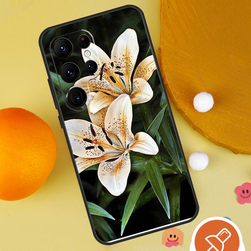 Lily Flowers Case For Samsung Galaxy S25 Ultra S24 S23 S22 S21 Ultra S9 S10 S20 Plus S24 FE Funda Cover