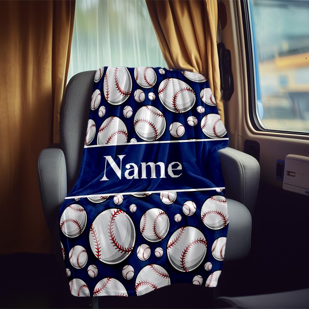 Baseball Pattern Customize Your Name Rv Blanket Comfortable Soft Lightweight All Season Multi Purpose Blanket For Travel Camping Picnics Sofas Rvs