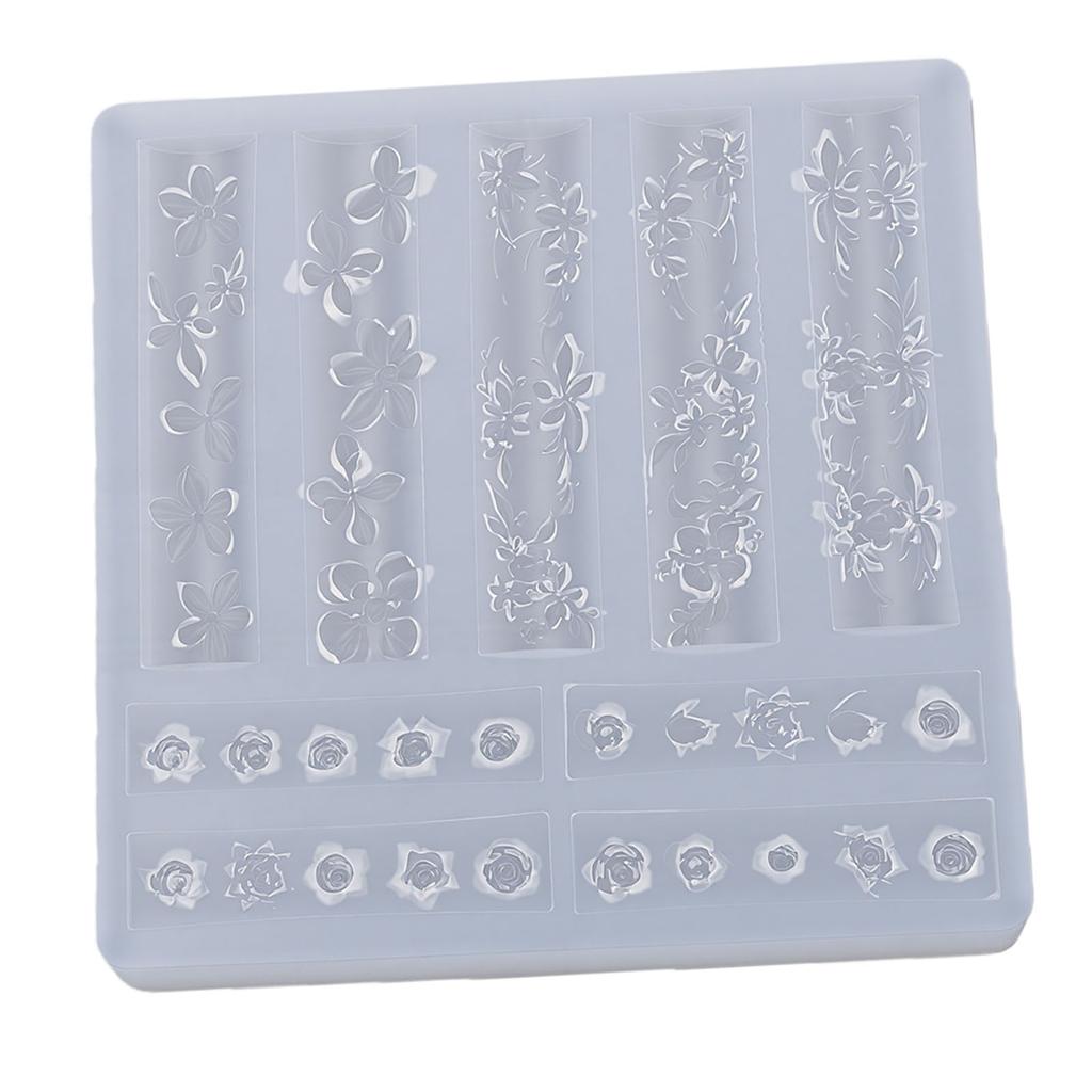 Silikonowa Forma do Zdobień Paznokci Kwiaty Nieprzywierająca Łatwe Wyjmowanie 3D Kwiaty Forma do Paznokci z 40 Wzorami