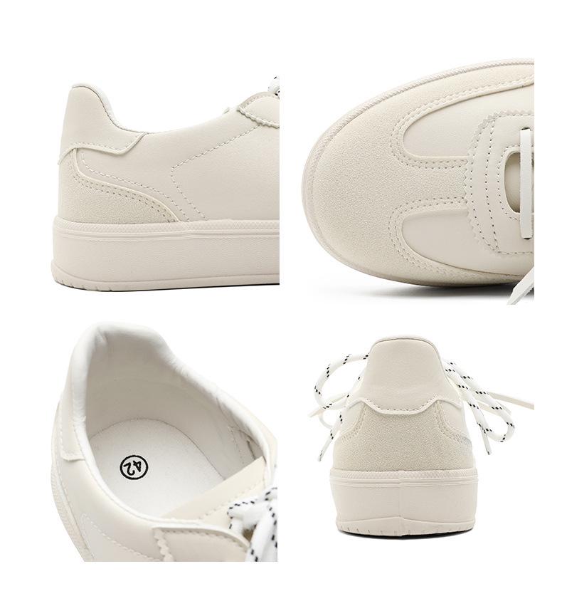 2025 Versatile Men's White Sporty Sneakers with Double Laces - Casual, Trendy, Flat, Skate & German Trainer