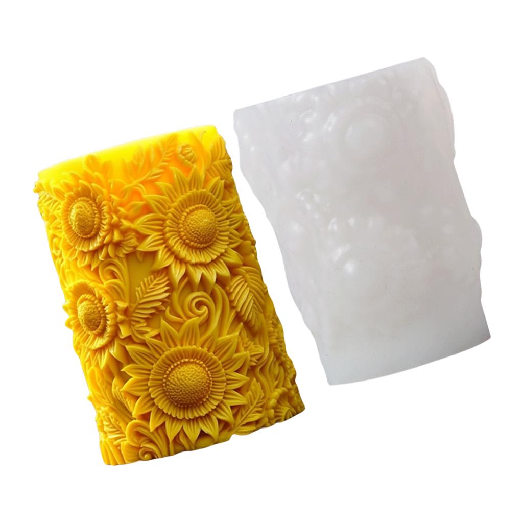 Silicone Molds Flower Cylinder Candle Molds Epoxy Resin Molds Castings Molds Carving Pattern Wave Plasters Molds
