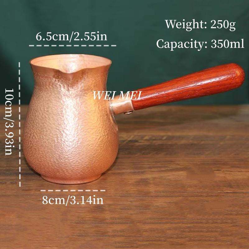 Vintage Copper Coffee Pot,Home Side-Handle Tea Brewing Pot Cold Drink Cup,Camping Handcrafted Engraving Hammer Texture Tea Cup